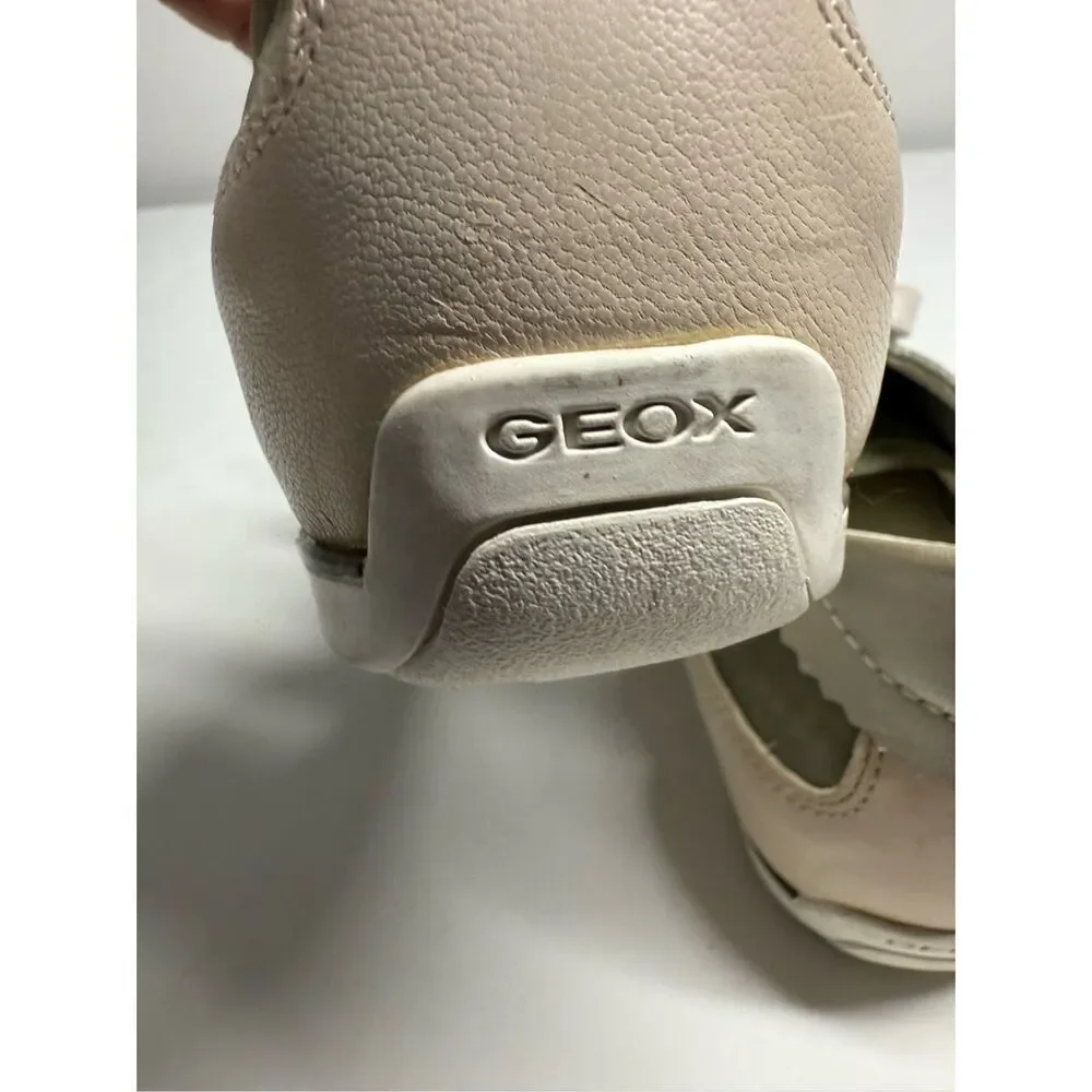 Rare Geox Leather Women’s Sneakers White Green Silver Size 10,5